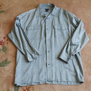 Roevelle Gray 100% Silk Long Sleeve Button Down Casual Shirt XL